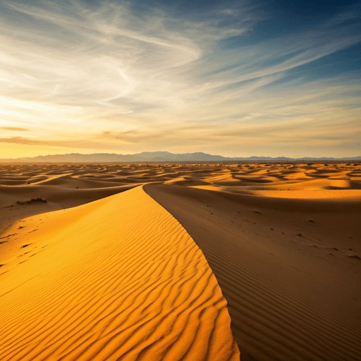 Golden hour desert sand dunes